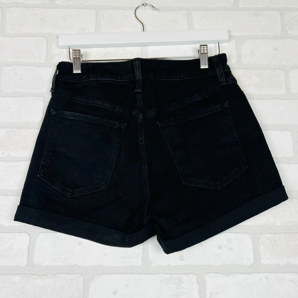 Old Navy Women's High Waisted Black Denim‎ Cuffed Jean Shorts Dark Wash Size 4
